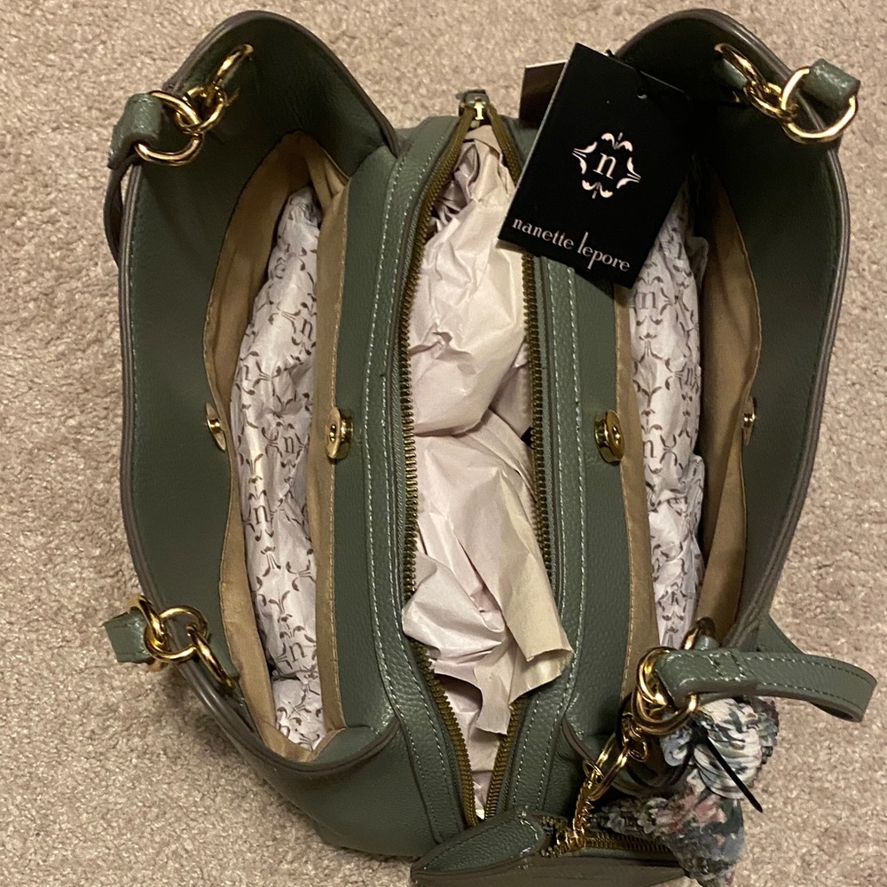 Nanette Lepore Green Tote with Gold Accents - Picture 8 of 11